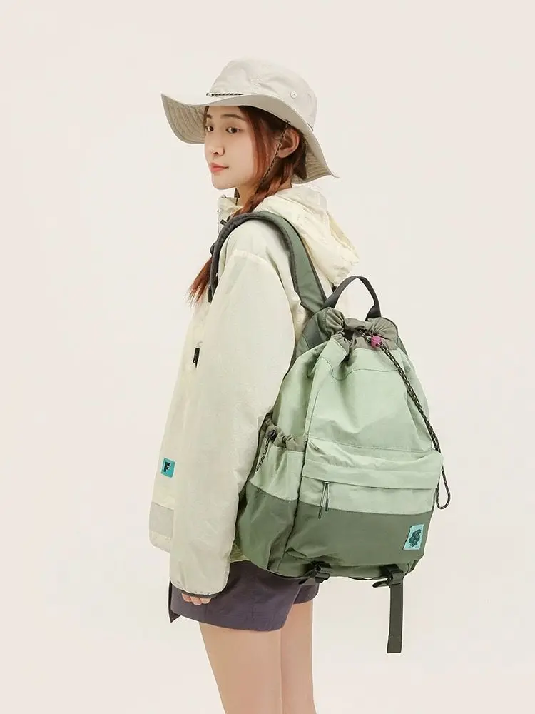 Contrast Color Drawstring Sports Outdoor Backpack Casual Big Capacity Schoolbag Handbag Student Leisure Travel Backpack