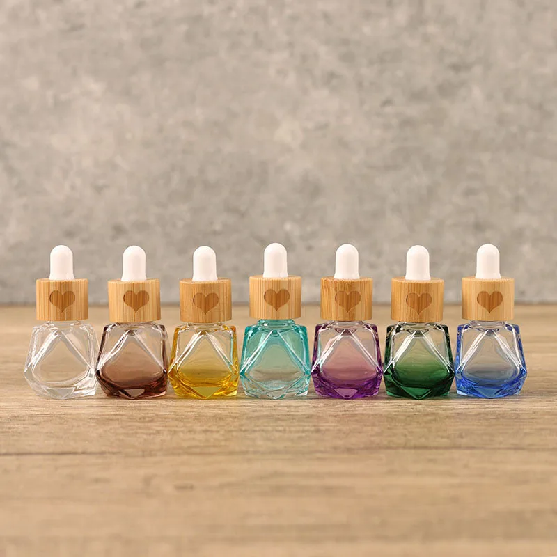7ml Mini Glass Dropper Bottle Beech Wood Cap Empty Essential Oil Sample Vial 13 Thread Cosmetic Container
