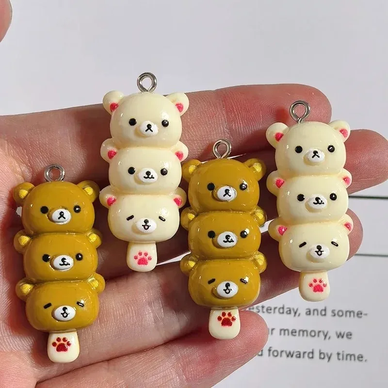 10Pcs Cartoon Bear Popsicle Resin Charms Vivid Multi-Layer Sweet Treat Pendants, DIY Accessories for Phone Chain Earrings