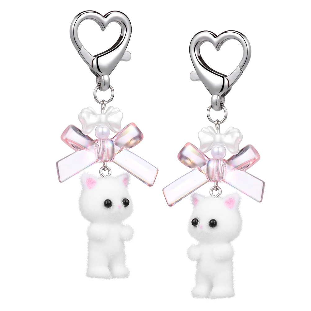 

2 Pcs Cat Keychain Backpack Keychains Kawaii Charms Animal Bag Hanging Pendant