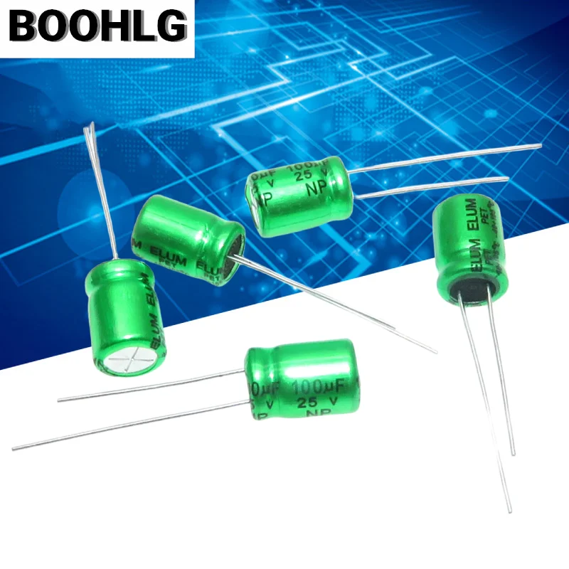 10 sztuk oryginalny oryginalny podział częstotliwości audio NP niepolarny aluminiowy kondensator elektrolityczny 25V 100uf 8X12mm