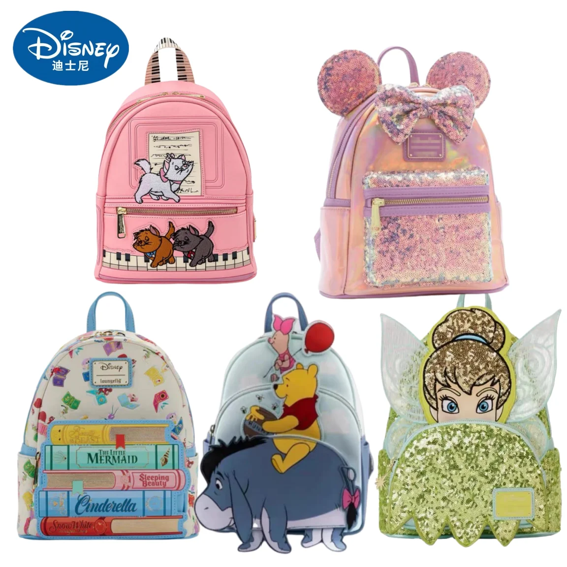 Mochila Loungefly Disney Mr. Hedgehog Winnie the Pooh, tamaño pequeño, serie para días lluviosos, bolso impermeable de moda para niños