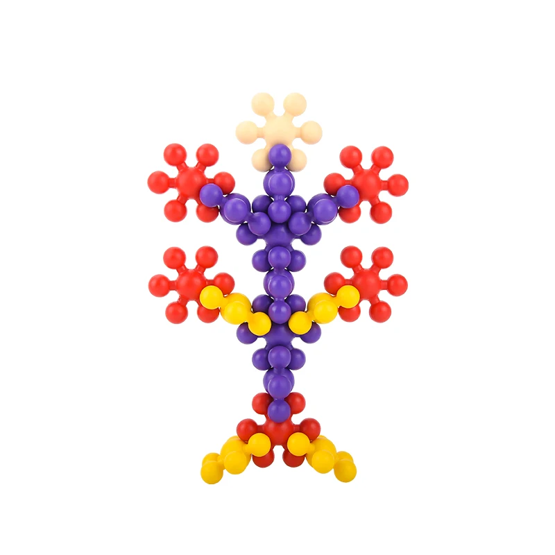 Children\'s 3D snowflake flake plum blossom building block rotatable toy