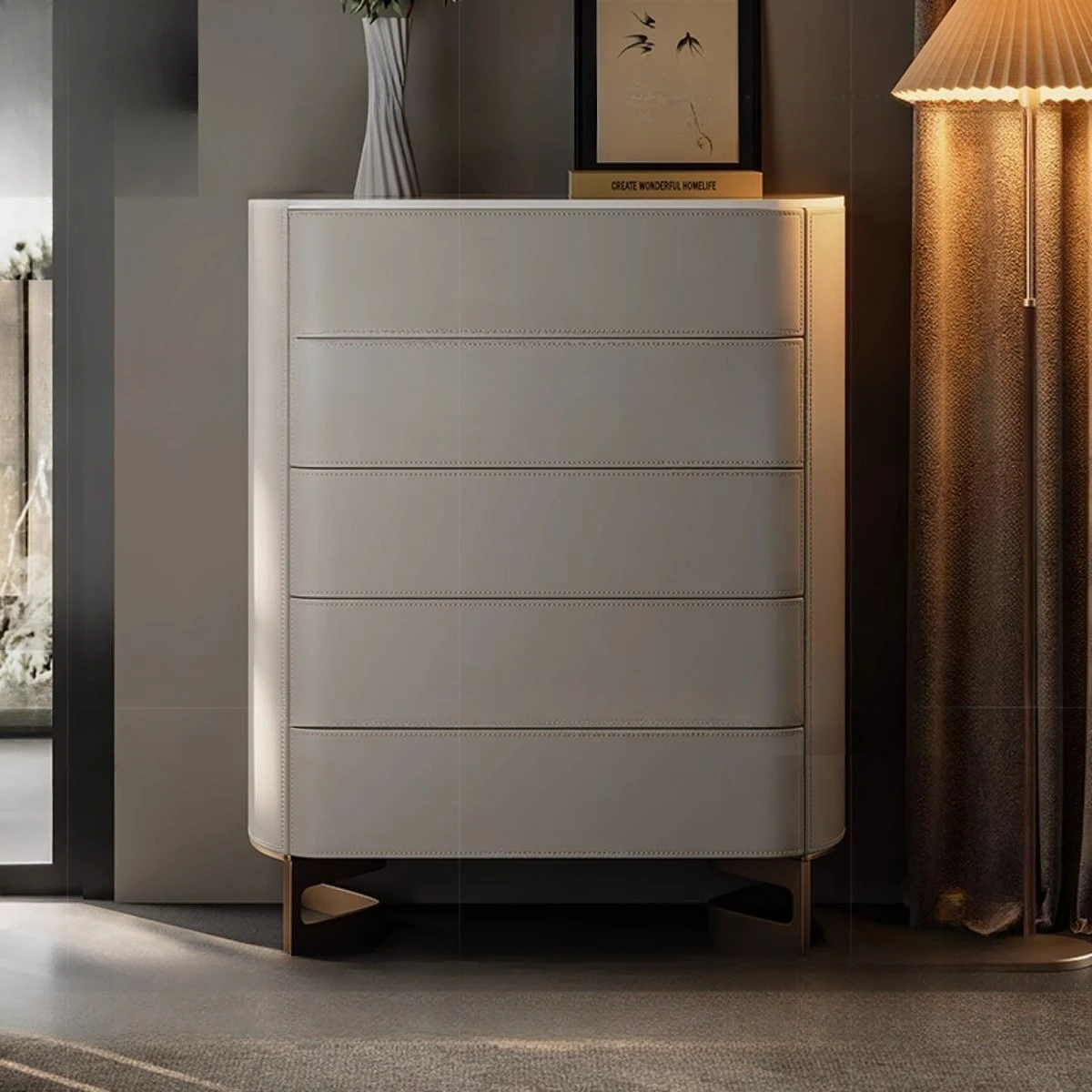 chest of drawers modern Nordic bedroom storage chest of drawers solid wood storage cabinet light luxury bedside cabinet