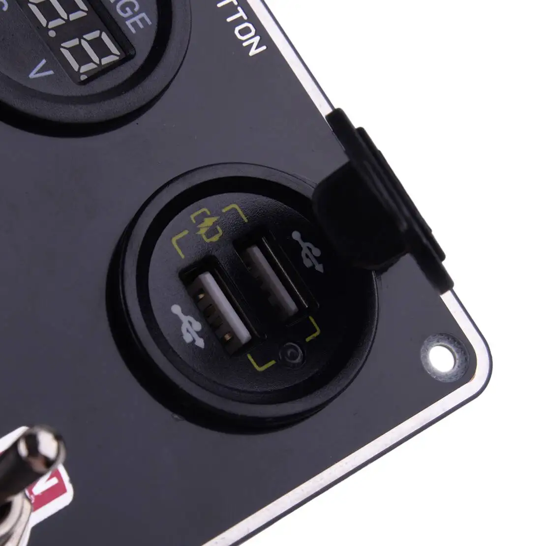 

Red LED 5 Gang Rocker Ignition Switch Dual USB Voltmeter Panel Fit For Racing Car Truck Boat