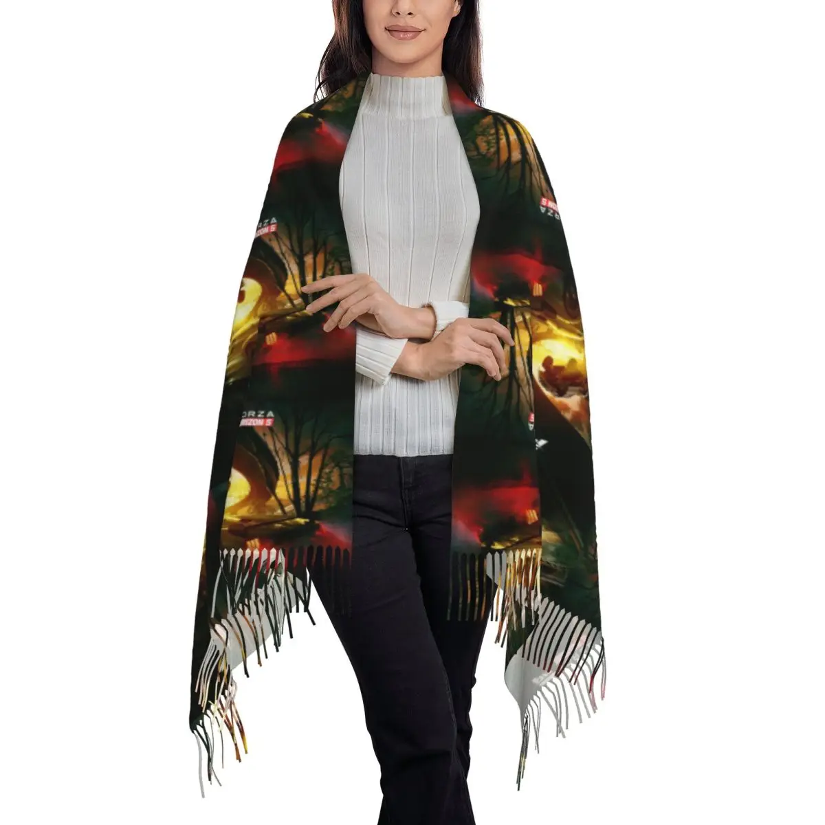 Video Games Forza Horizon 5 Scarf Tassel Scarves Women Soft Warm Shawls and Wraps Large Fall Winter Shawl Wrap