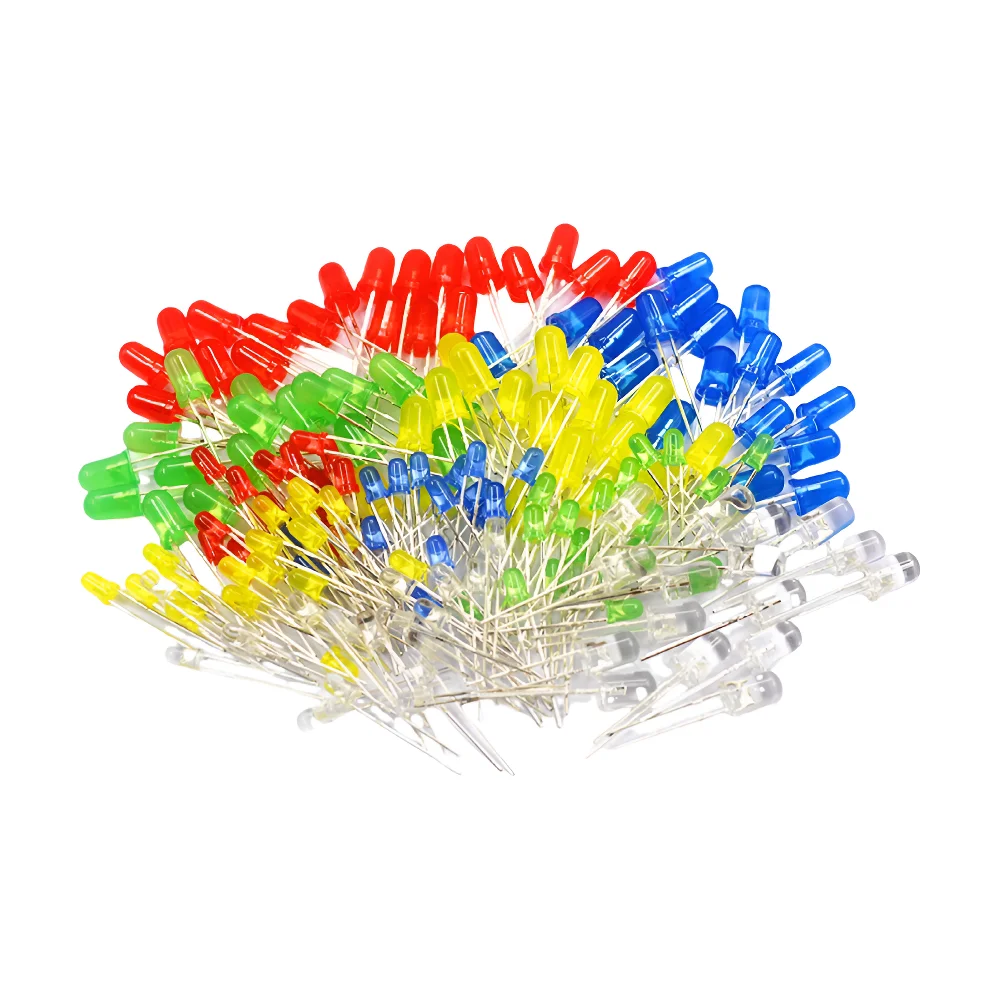 5 Colors 500 pcs 5mm LED Diode Lights Assored Kit Pack Bright Lighting Bulb Lamps Electronics Components 5 mm Light Emitting Dio
