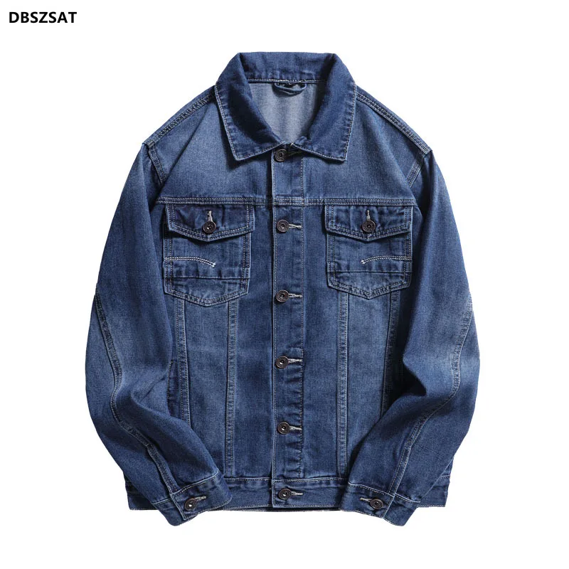 Jacket Men's Casual Cotton Black Denim Jaqueta Jeans Masculina  Slim Washed Retro Classic Blue Jeans Coat Male Men Clothing