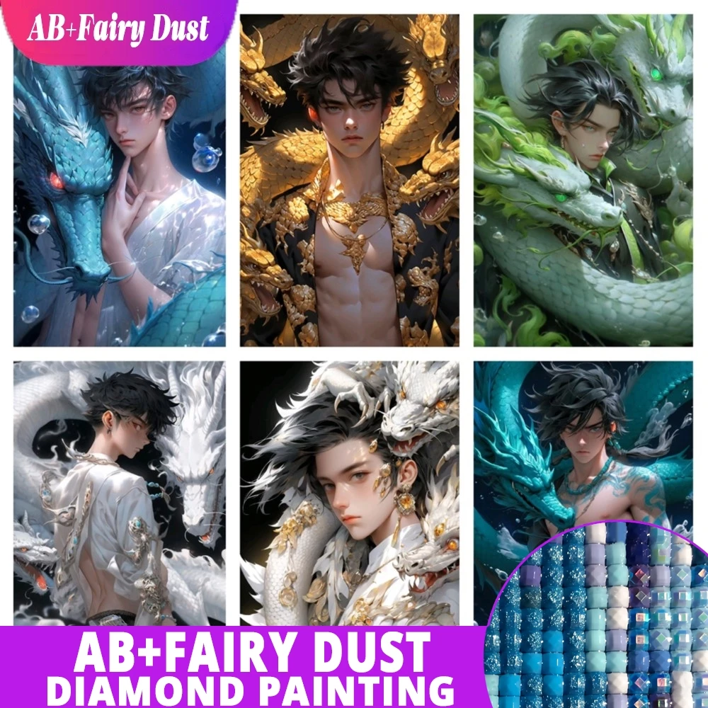 AB Fairy Dust Dragon Man Anime Diy Diamond Painting Full Square Home Decoration Cartoon Boy Home Decoration Gift