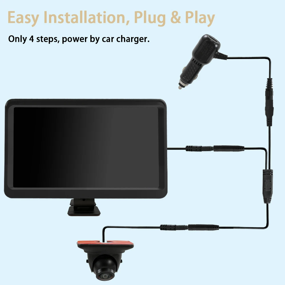 

TEENRAM Car Rear View Camera With 7 Inch Flip Screen DIY Parking Line 1080P AHD Back Up 160 Degree Camera System