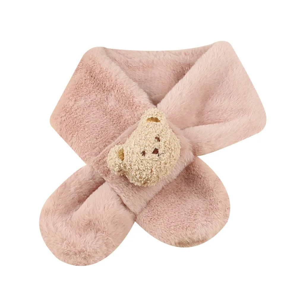 Fashion Warm Kids Winter Scarf Thick Soft Scarf Cartoon Bears Cute Baby Shawls Outdoor