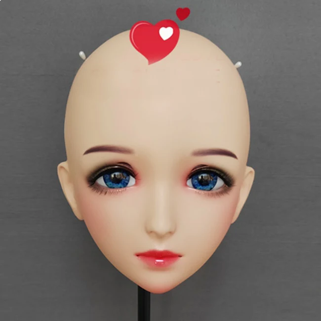 (Mo-03)Female Sweet Girl Resin Half Head Kigurumi BJD Eyes Crossdress Cosplay Japanese Anime Role Lolita Mask With Eyes And Wig