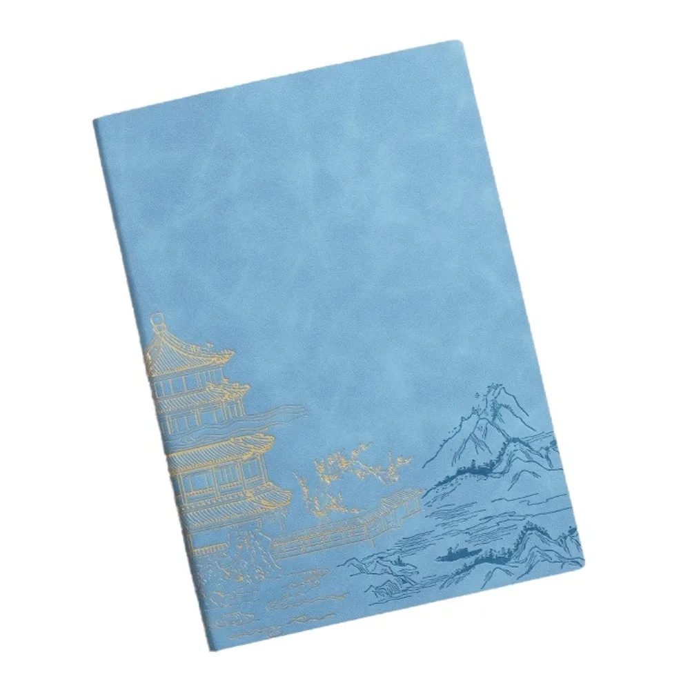 Soft Cover China-Chic Gold Stamping Notepad PU Cover Chinese Style Work Notepad Ruled Pages Travelers Journals Office Meeting