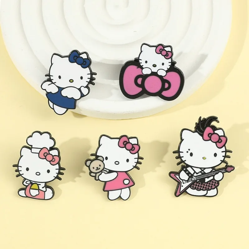 

Sanrio Hello Kitty Pins Anime Figures Cute Cartoon Metal Broochs Q Figural Anime Merchandise Clothings Decoration Children Gifts