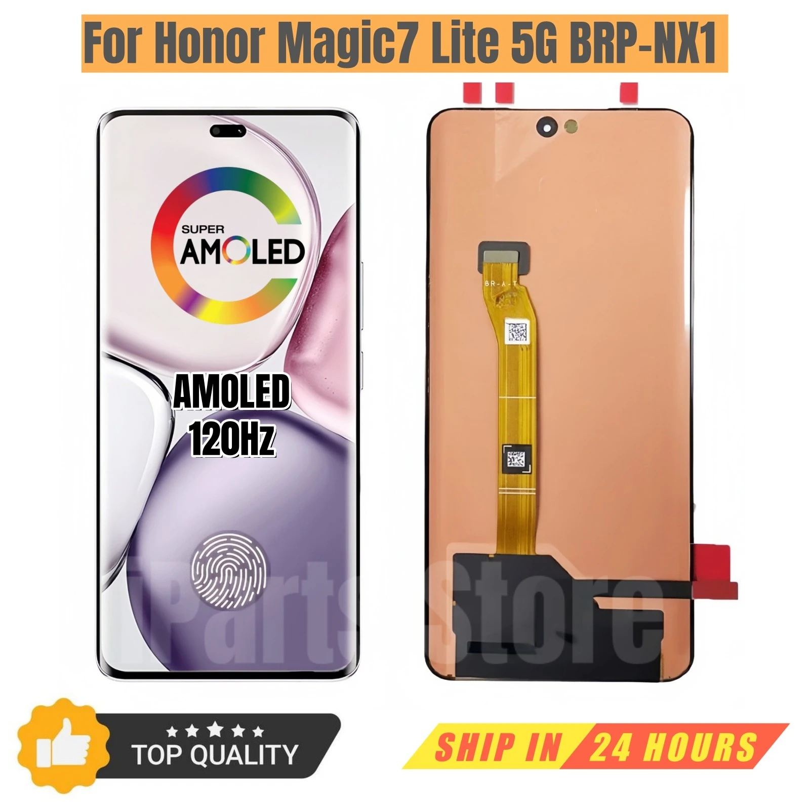 

iParts Replacement New Display for Honor Magic7 Lite 5G BRP-NX1 120Hz AMOLED Touch Screen Digitizer With Frame Assembly OEM