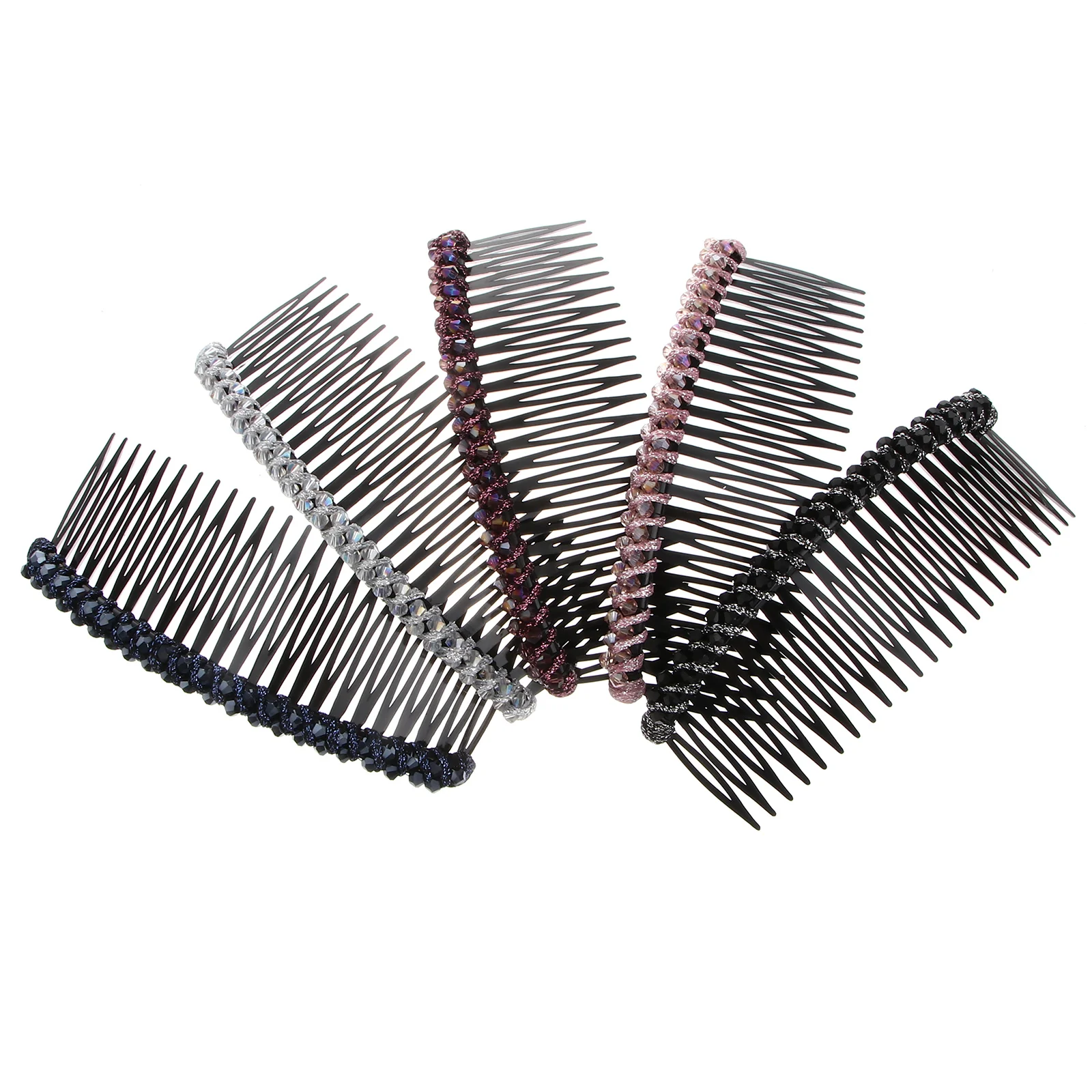 

5pcs Rhinestone Hair Durable Premium Material Glossy Elegant Hairstyle Party Wedding Accessories Insert Combs Bang Combs