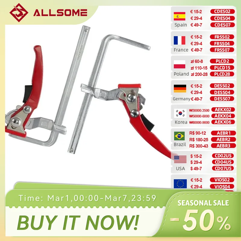 

Allsome 2 шт зажим для стола с трещоткой, быстросъемный зажим для MFT и направляющей системы, зажим для стержня