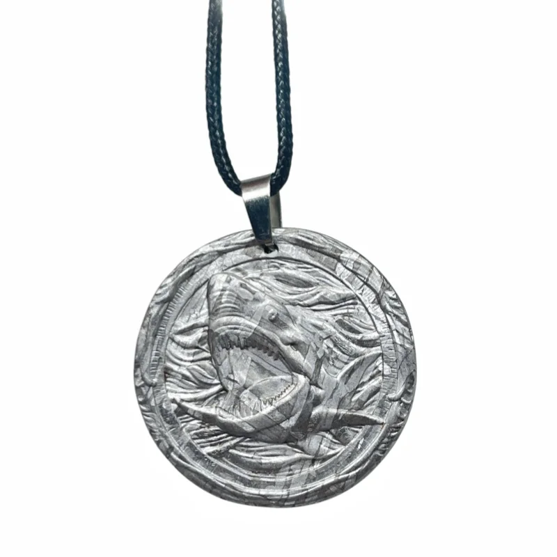 18.2 g Muonionalusta Carving Shark Meteorite Pendant Natural Iron Meteorite Pendant Supports Customized Collectibles - LK321