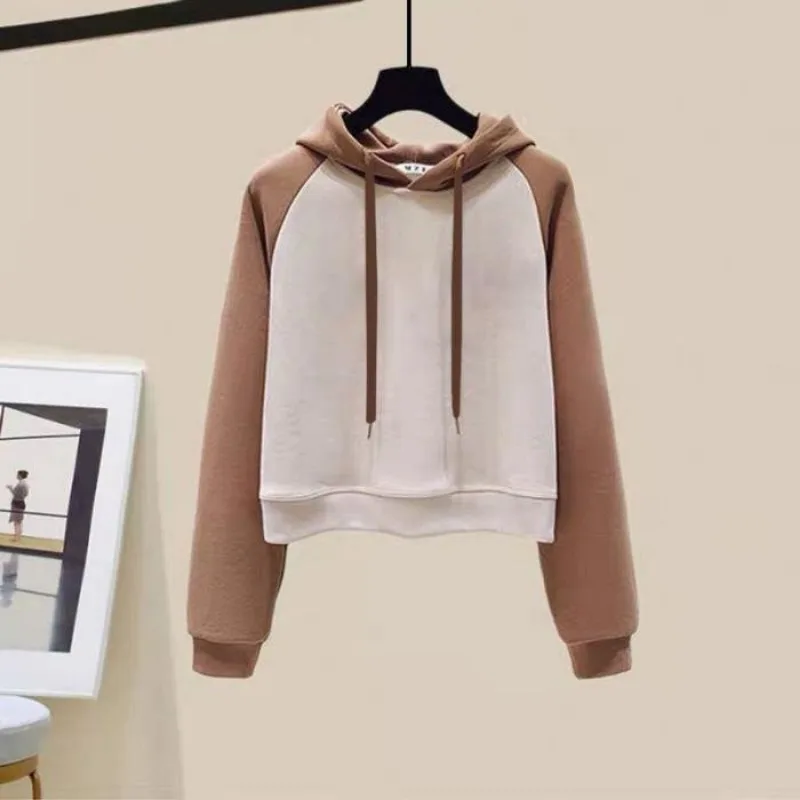 Sudaderas con capucha para mujer, Tops acogedores que combinan con todo con costuras de colores contrastantes, diseño de moda de otoño, nuevo, suelto, informal, para uso diario