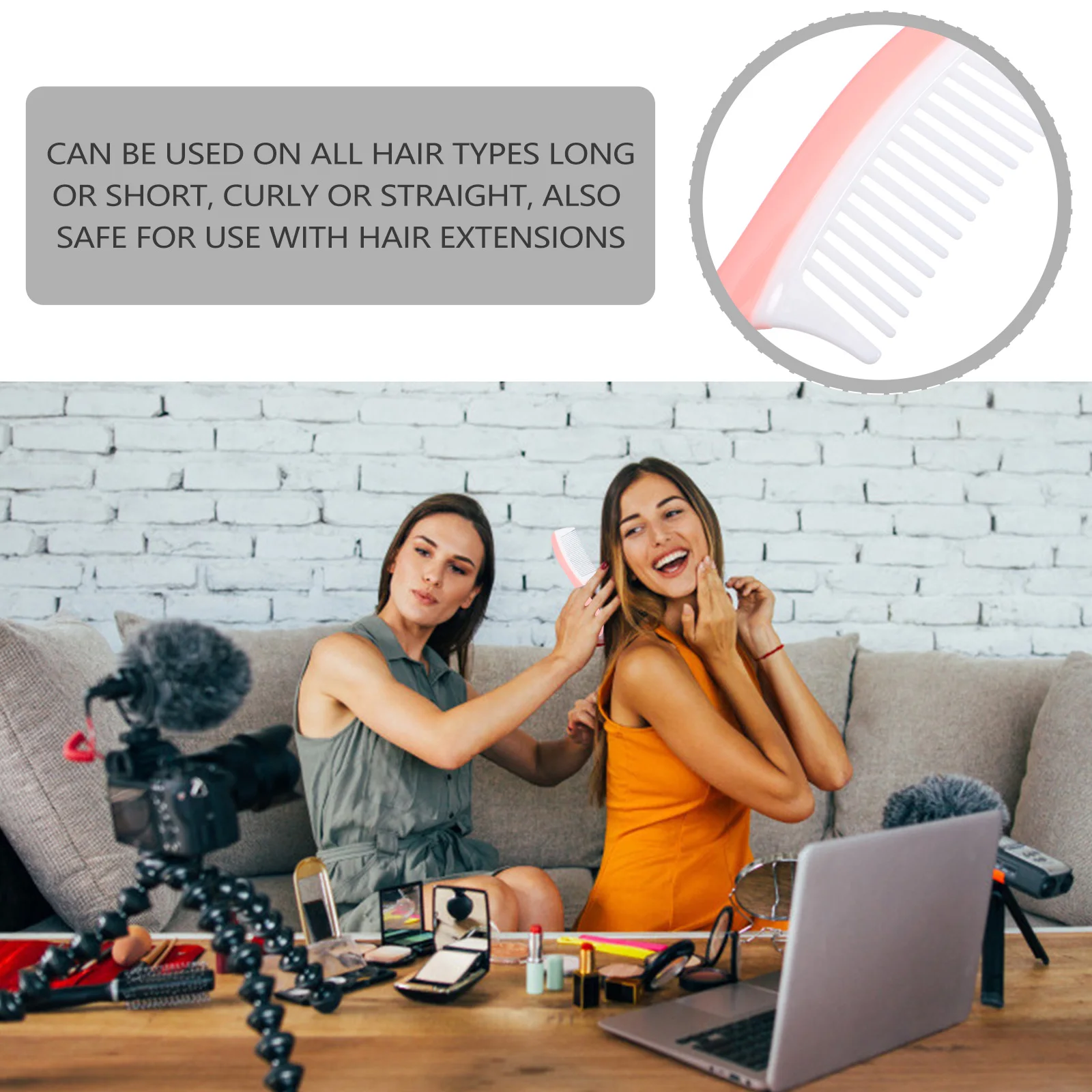 

2Pcs Wide Tooth Comb Fine Teeth Detangling Hair Styling Comb Ergonomic Scalp Massage Anti-Breakage Wet Dry Hair Tool