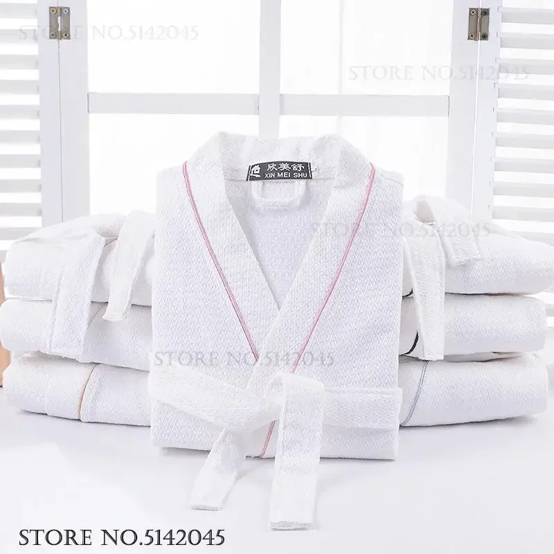 100% Cotton Couple Robe Waffle Bathrobe Gown Kimono Yukata Home Clothes Casual Women Sleepwar Nightwear Spring Summer Loungewear