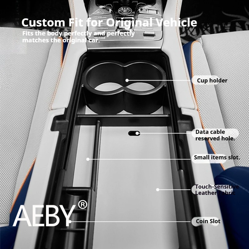 AEBY para BYD Seal U DM-i 2020 2021 2022, caja de almacenamiento para consola central de coche, portavasos, bandeja organizadora, accesorios interiores antipolvo