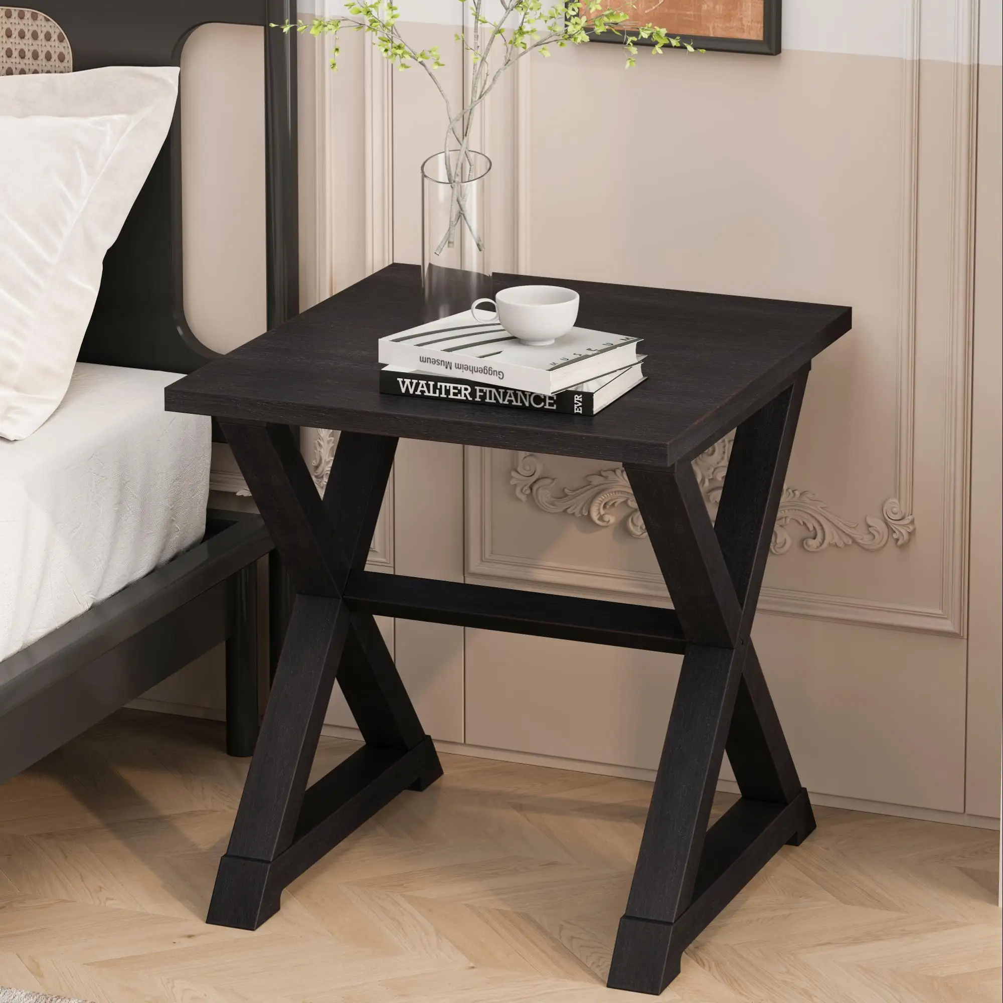 

Ye Accent Table - End - Side Table - Square - Nightstand - Black Veneer22.00 x 23.50 x 23.50 in