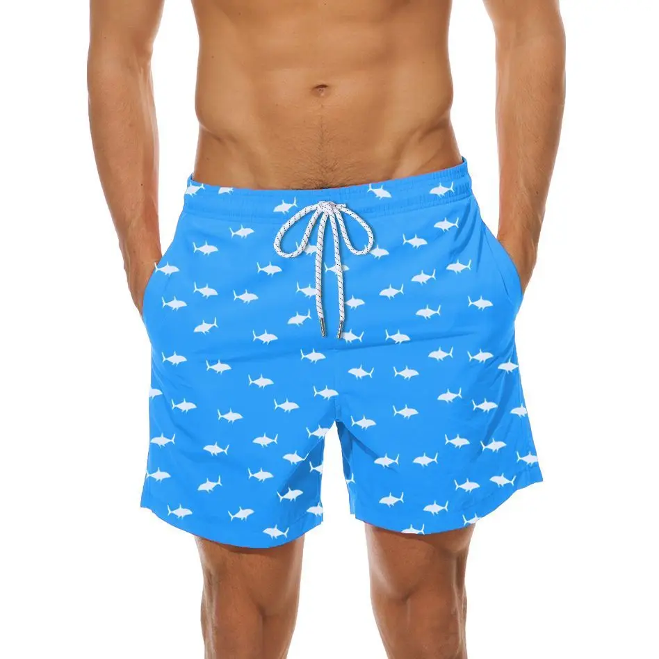 Summer Men's Beach Shorts Quick Dry Swim Trunks with Mesh Lining Surfing Board Short