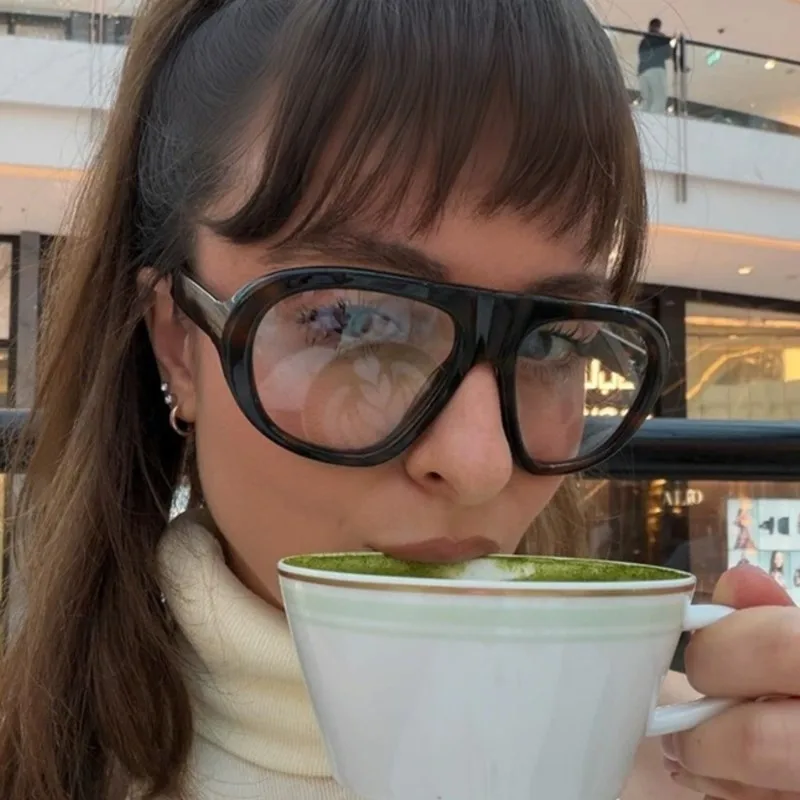 Oversized Aviator Anti Blue Light Glasses Pilot Optical Eyeglasses Frame Fashion Myopia Computer Glasses PC Frames for Men Women