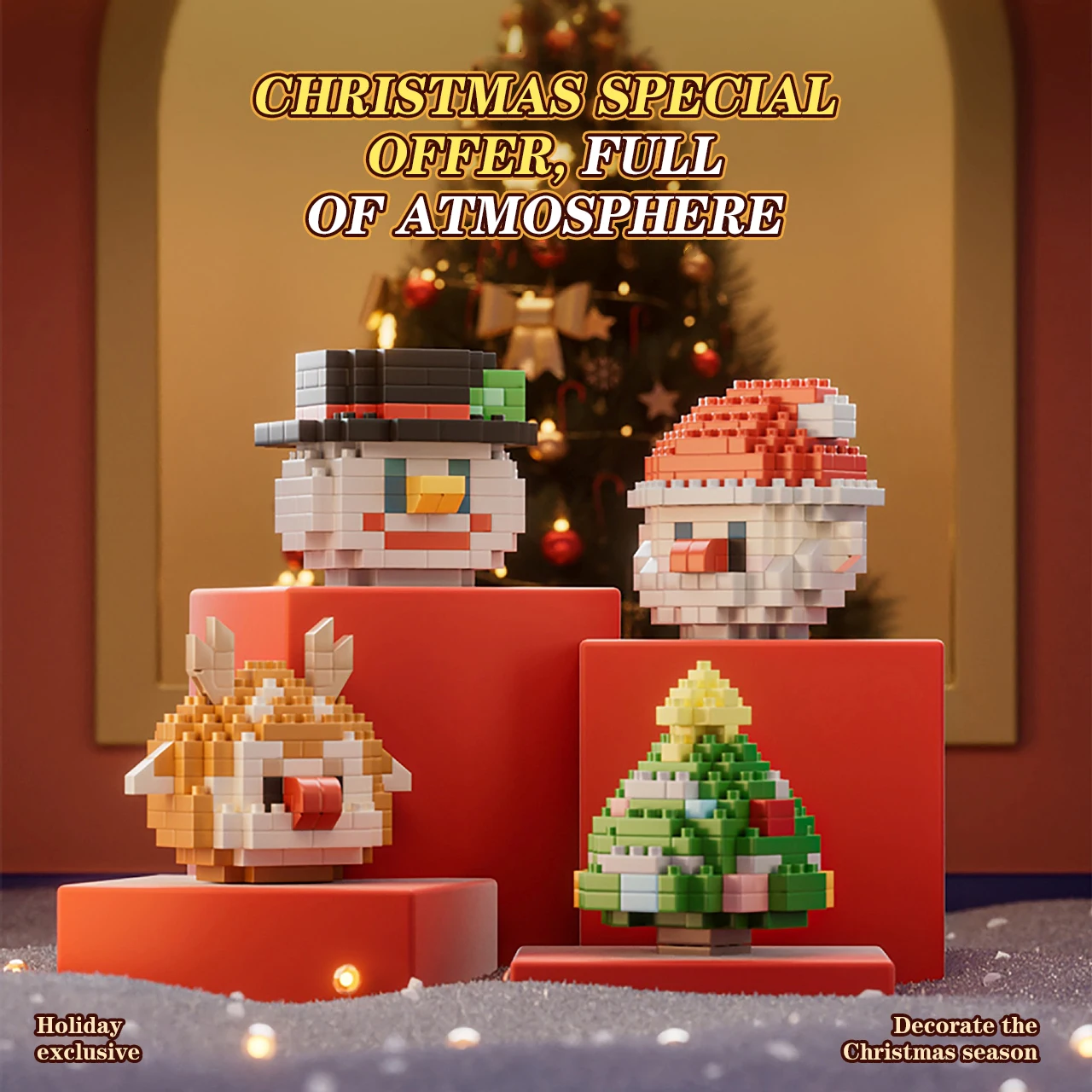 Christmas Gifts Micro Building Blocks Santa Claus Snowman Reindeer Christmas Tree Bricks Block Ball Pendant Decor Toys Gifts Set