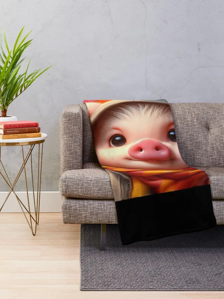 Pig 1 Color Explosion Throw Blanket Furrys Flannel Fabric Decorative Sofas Blankets