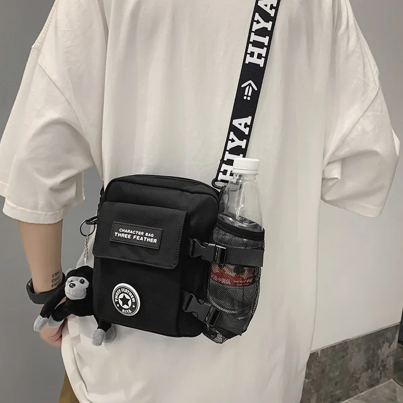 borsa-a-tracolla-casual-nera-unisex-in-nylon-con-chiusura-a-cerniera-colore-unico-stile-coreano-forma-quadrata-verticale-zaino-pieghevole