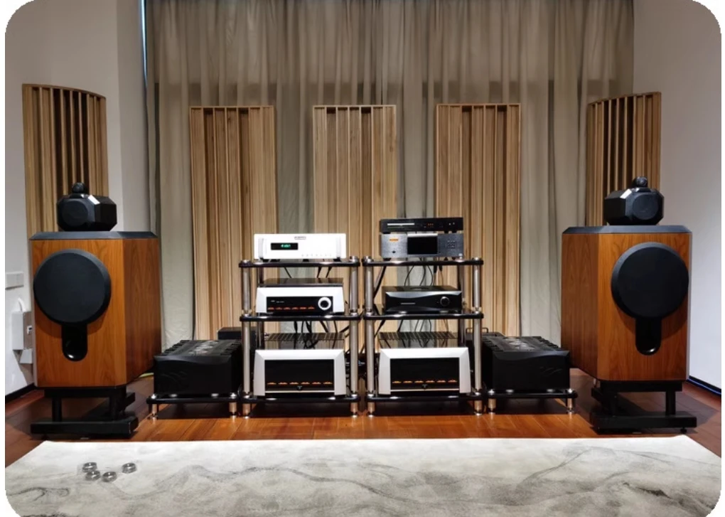 3 طوابق من الخشب الصلب Hifi مكبر للصوت رف مضخم الصوت CD خزانة المتكلم مضخم الصوت معدات امتصاص الصدمات رف الأظافر