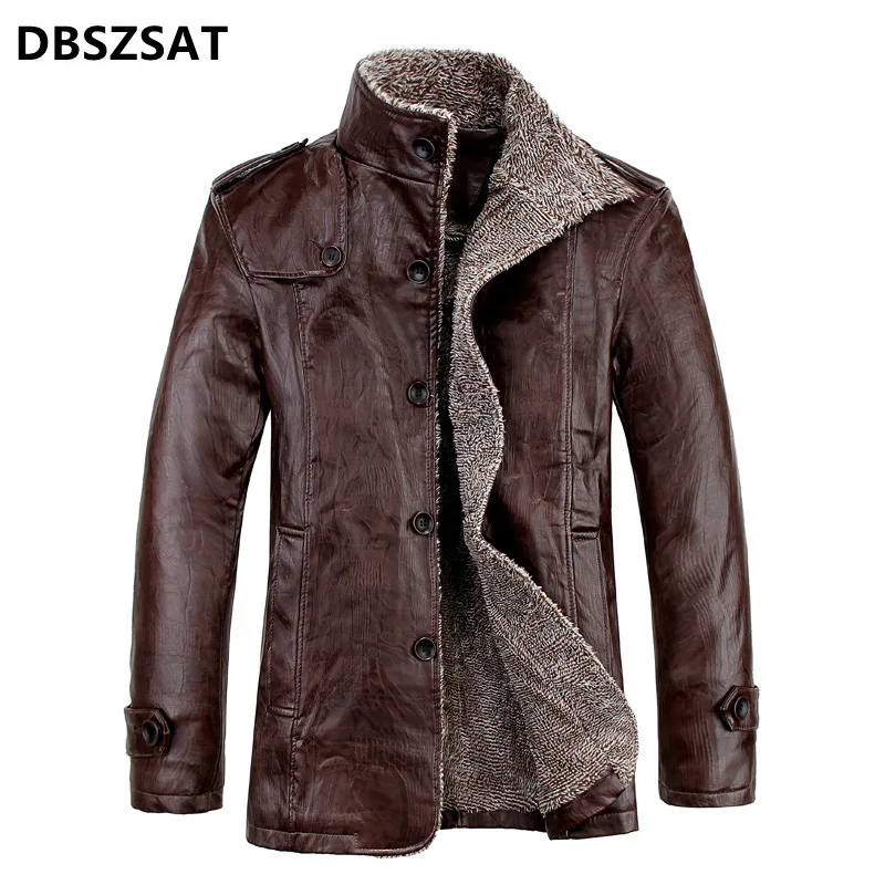 New Arrived Autumn/winter Men's Coat Stand Collar with Wool and Velvet Thick Thermal Jacket Leather Shirt Waterproof Large Size