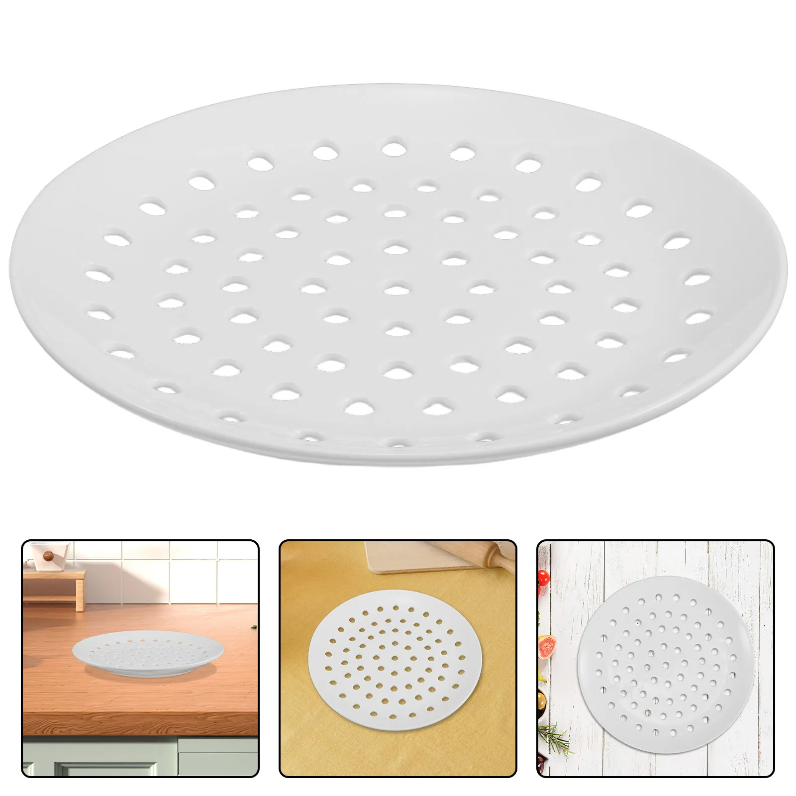 10.4 Inch Ceramic Steaming Plate Microwave Safe Steamer for Fish Vegetables Dim Sum Bun Seafood - Heat Resistant Non Spill Steam