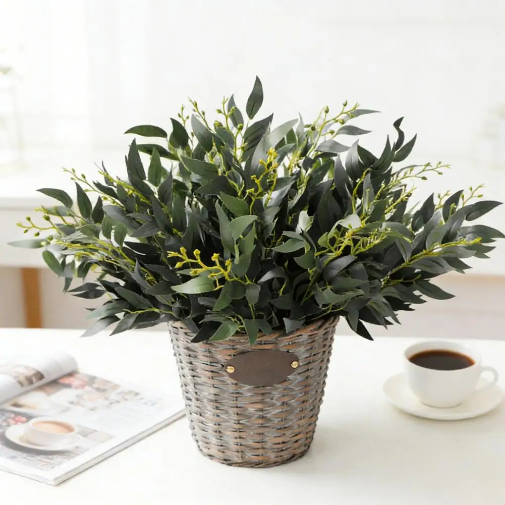 Decoración Wabi Sabi, Hojas Artificiales de Salix, Ramas Realistas, Tallos Verdes Flexibles, Decoración de Plantas Artificiales para el Hogar, Sin Necesidad de Regar