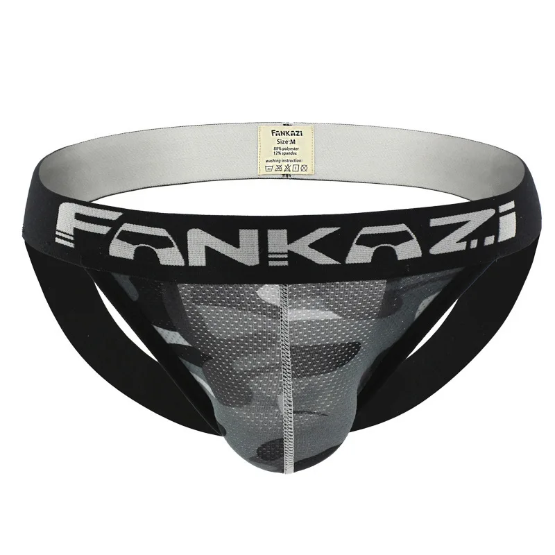 

Camo Jockstrap with Separated Pouch for Men Breathable Mesh Nylon Double Strap Underwear Gays Erotic Low Rise U Pouch Underpants