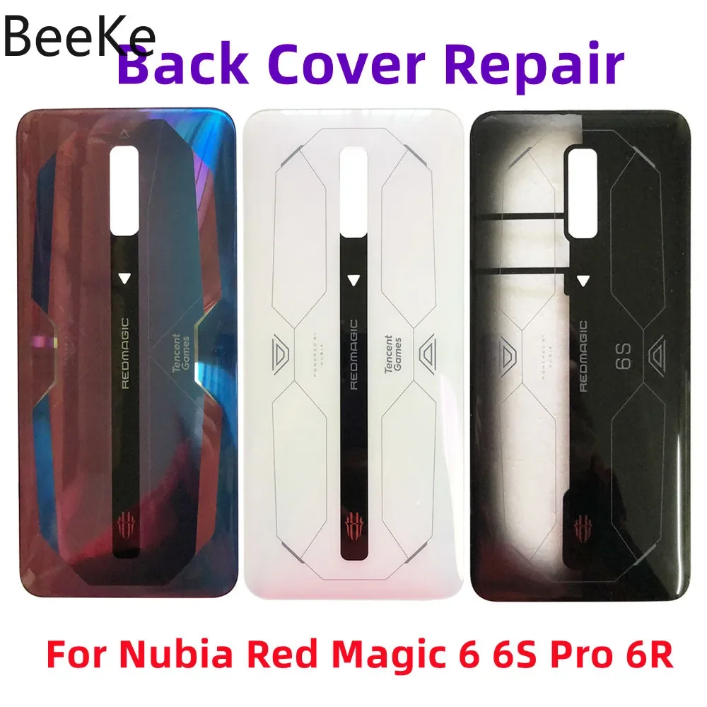 Back Cover Original For ZTE Nubia Red Magic 6 6S Pro 6R Battery Glass Rear Lid Case Housing + Adhesive NX666J NX669J Replacement