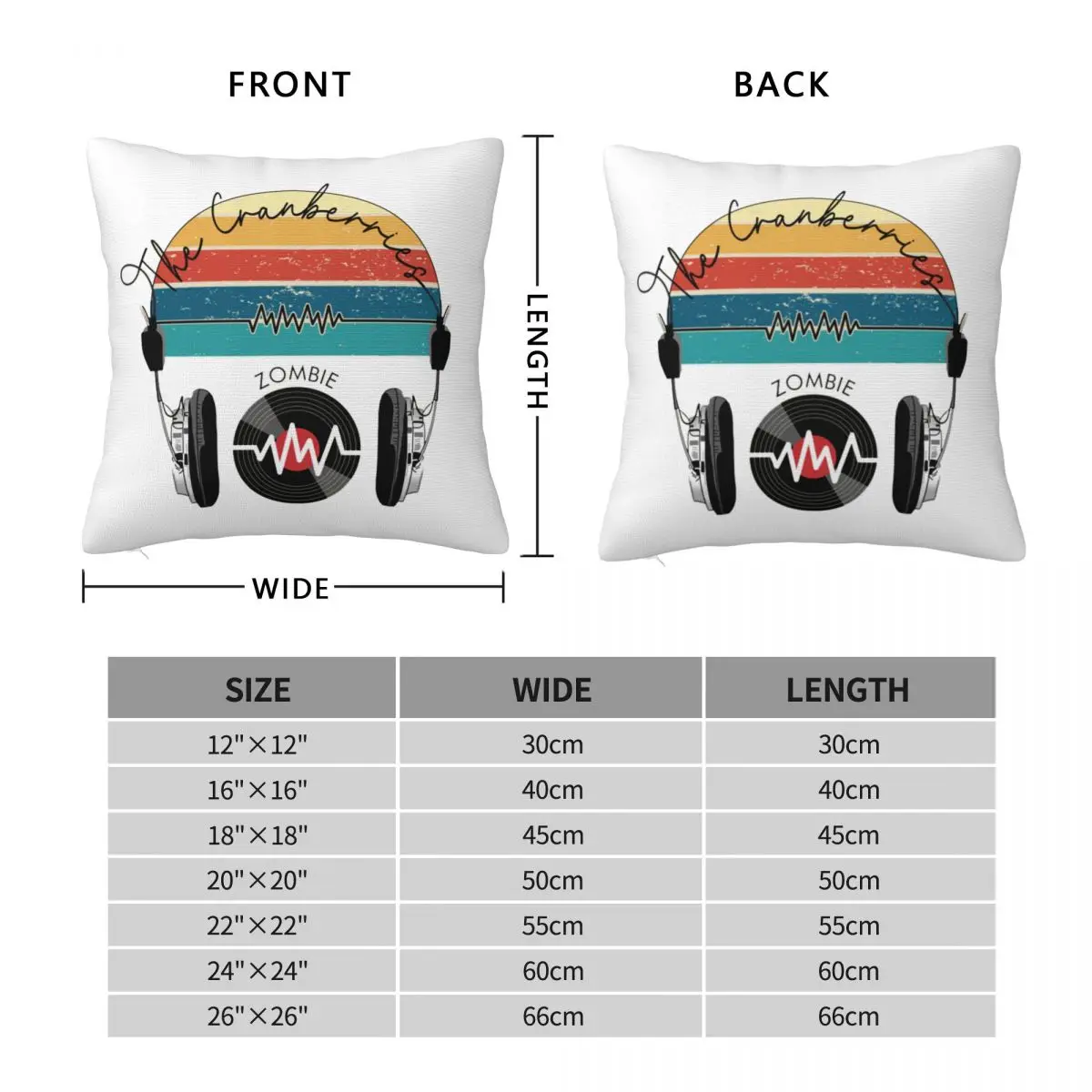 The Cranberries Zombie Square Pillowcase Pillow Cover Cushion Zip Decorative Comfort Throw Pillow for Home Living Room