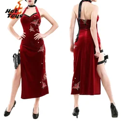 Movie Secret Service Ada Wong Cosplay Dress Uniform Halloween Christmas Women Red Lace Cheongsam Lingerie Suit Cosplay Costume