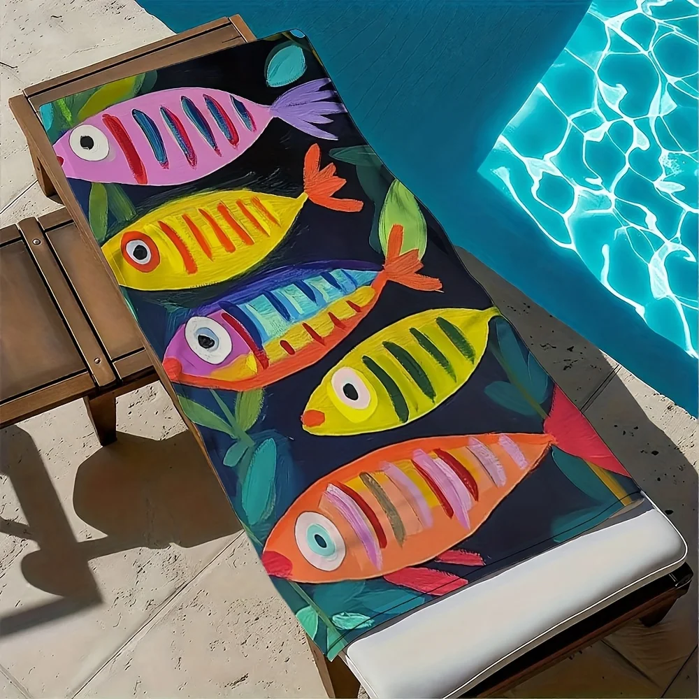 Vivid Coastal Surfboard Tropical Hibiscus Palm Beach Art Print Super Absorbent Outdoor Pool Towel