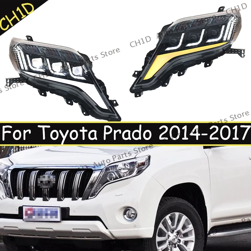 

Автозапчасти Toyota для Toyota Prado 2014-2017, фары, светодиодные указатели поворота, дальний свет, линза проектора «ангельский глаз», ближний свет, ближний свет