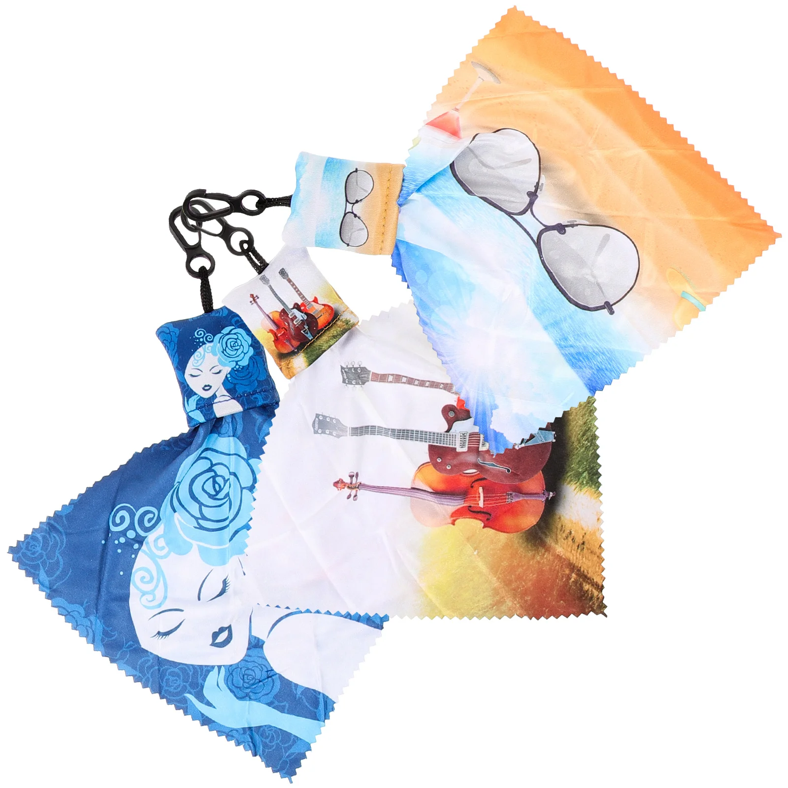 

3 Pcs Eyeglasses Keychain Cloth Cleansing Wipes Portable Electronic Cleaning Cloths Microfiber