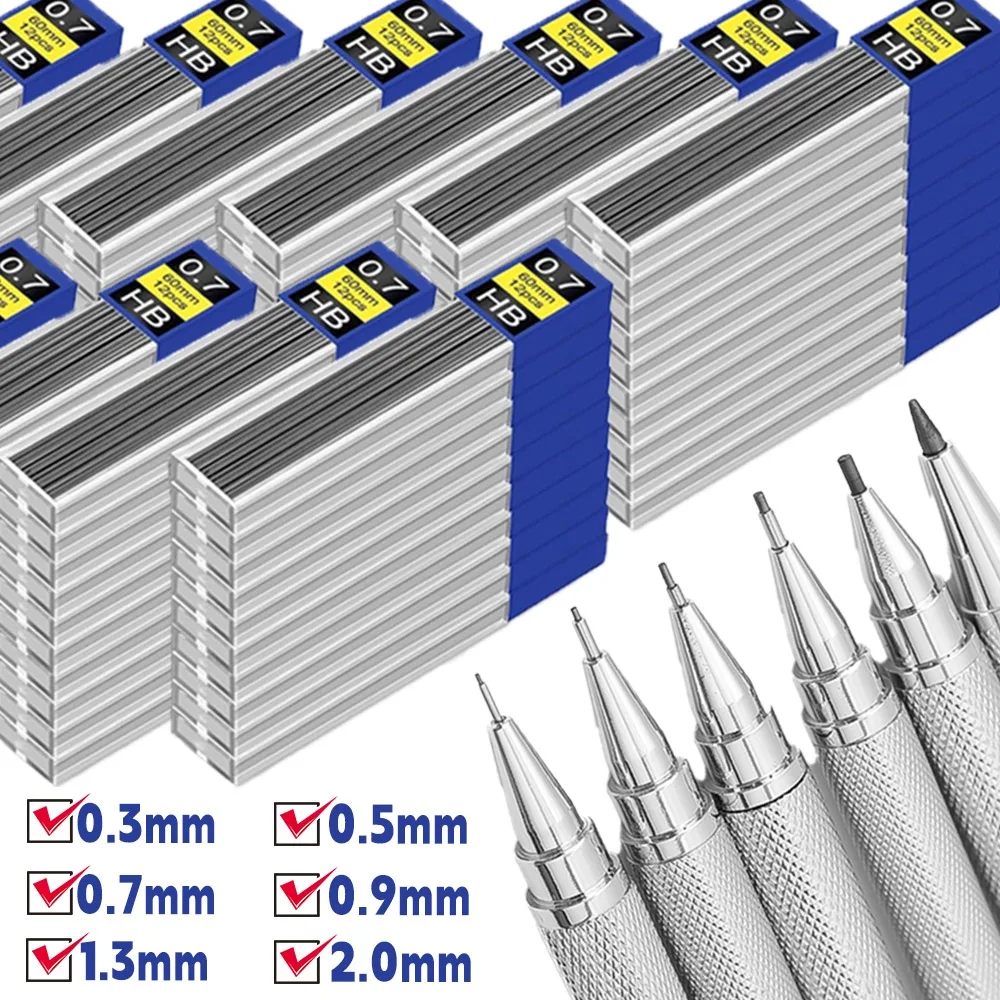 

0,3 0,5 0,7 0,9 1,3 2,0 мм набор металлических механических карандашей с отводами HB, рисунок, живопись, автоматический карандаш для офиса, школы, канцелярские принадлежности