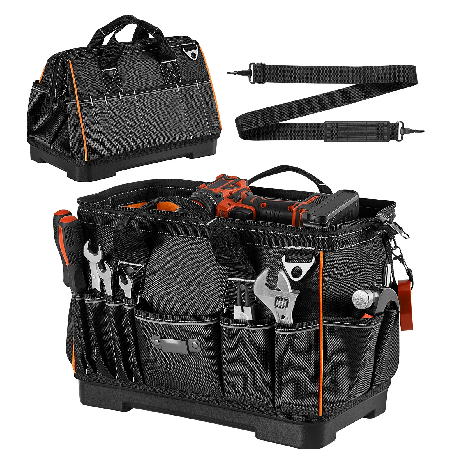 SucceBuy 16/20in Tool Bag 33-Pocket Professional Electrician Portable Toolbag Working Multifunction Organizing Storage Tool Bag