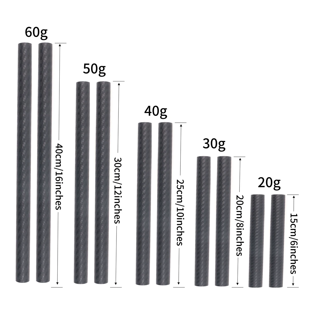 2x 15mm 19mm Carbon Fiber Rod 6