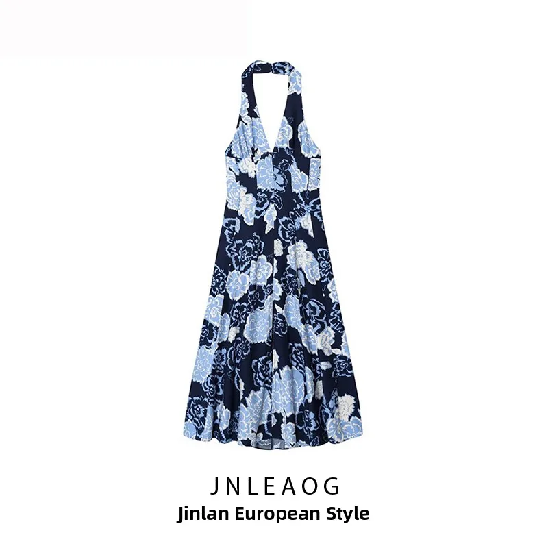 ZBZA printemps nouveau femmes Faion imprimé ter Midi Dr décontracté H Version Polyester fibre t-shirt quart Sve Ne suspendu Dr