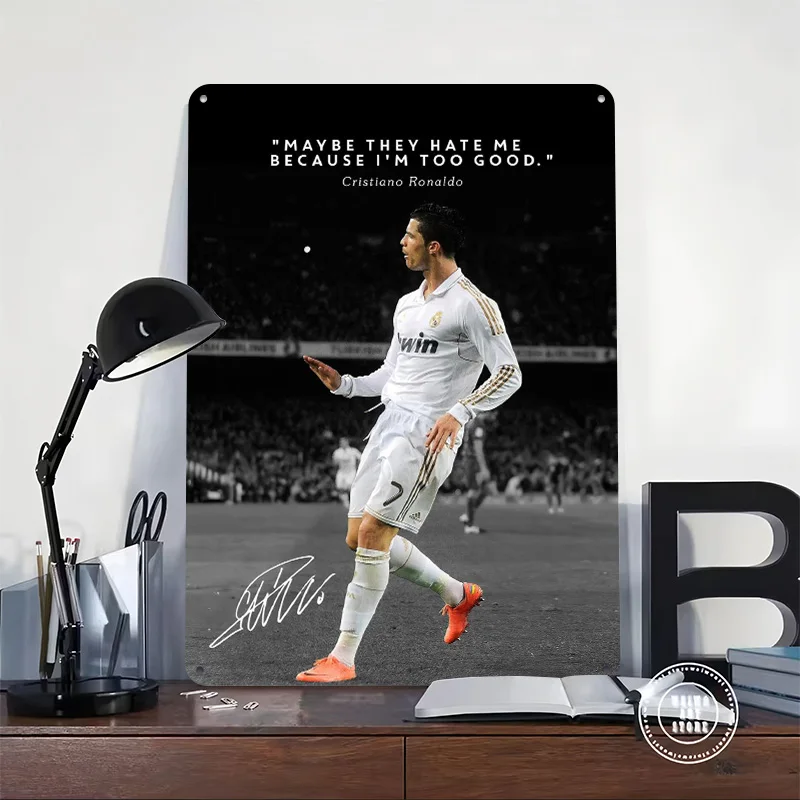 Cristiano Ronaldo Printed Poster Customized Retro Wall Art Vintage Metal Tin Signs for Wand Deko Interior Decoration Living Room