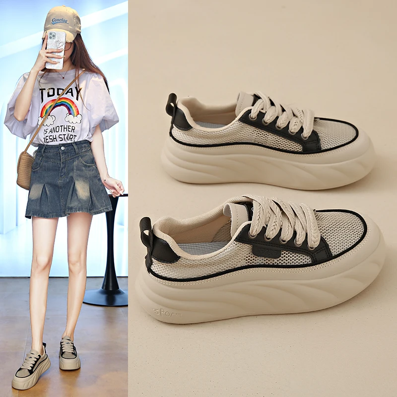 2026 New Arrival Women Platform Board Shoes Soft Sole Korean Style Trendy Versatile Sneakers Fashion Autumn Daily Casual Walking