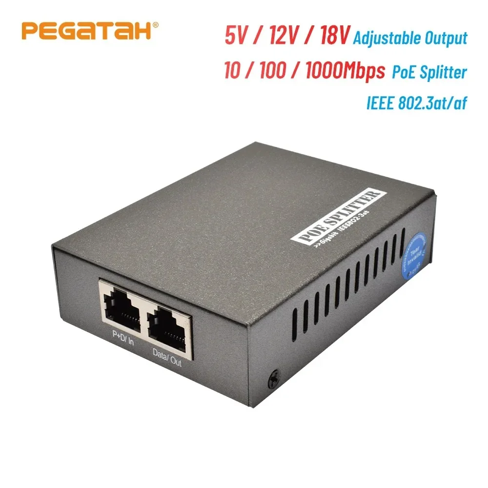 POE Splitter 100/1000 mbps data Adapter 802.3af / 802.3at Power POE Splitter Output for 5V/12V/18V Adapter Output data adapter